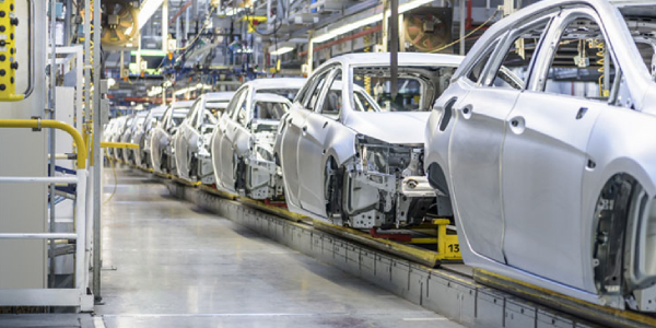 An Image Showing The Production Line In Auto Manufacturing Industry.